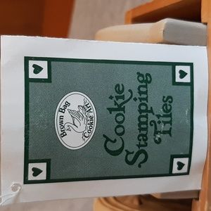 Vintage 1999 Brown Bag Holiday Cookie Tiles Stamping Tile Set of 4 instructions